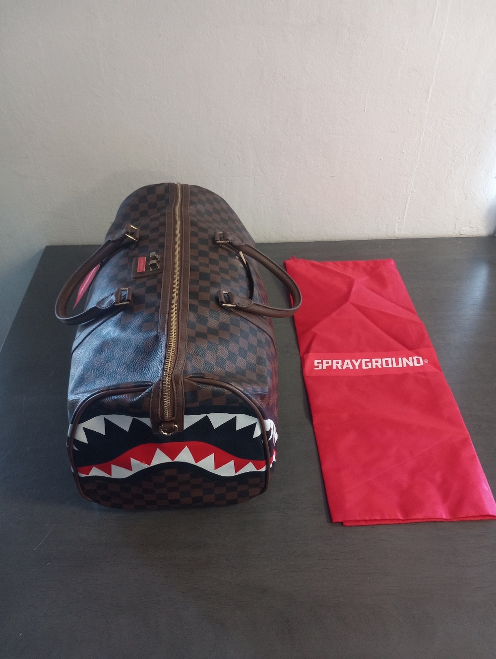 Sparayground Large Size Duffle Bag Durable PU Leather Fabric Brown/Black NWT